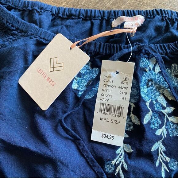 PacSun Top Peasant Festival Embroidered Tassel Cropped Boho NEW Medium - Picture 9 of 13